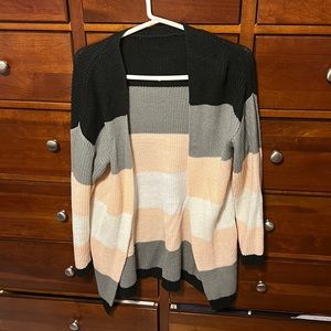 Multi colored opens cardigan, no pockets, size m